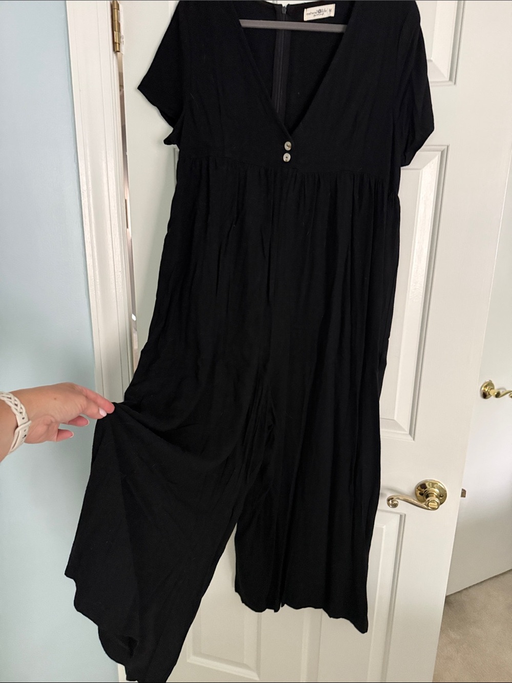NATURAL LIFE Black V-Neck Wide-Leg Romper